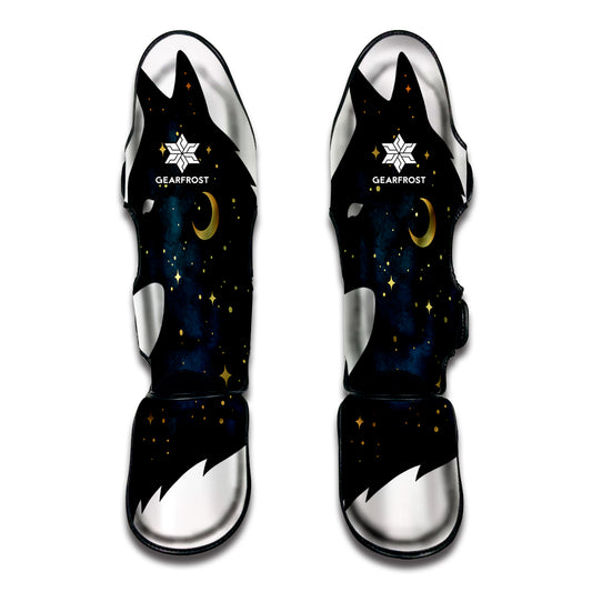 Moon And Stars Wolf Spirit Print Muay Thai Shin Guard