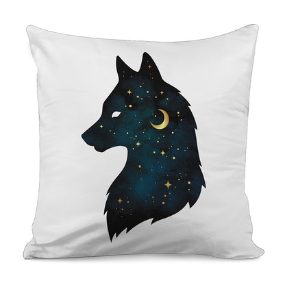 Moon And Stars Wolf Spirit Print Pillow Cover