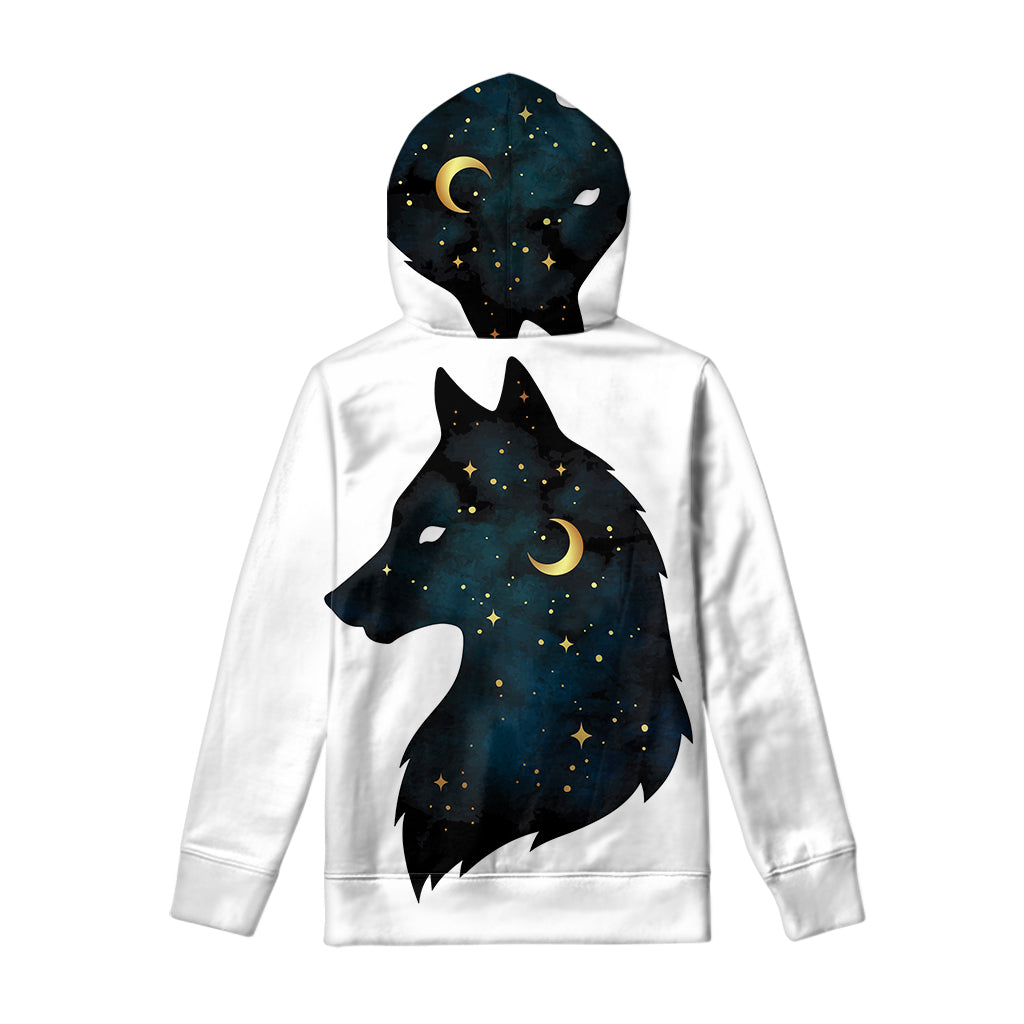 Moon And Stars Wolf Spirit Print Pullover Hoodie