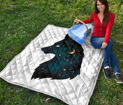 Moon And Stars Wolf Spirit Print Quilt