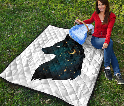 Moon And Stars Wolf Spirit Print Quilt