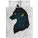 Moon And Stars Wolf Spirit Print Quilt Bed Set