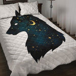 Moon And Stars Wolf Spirit Print Quilt Bed Set