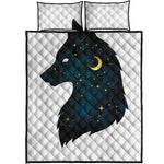 Moon And Stars Wolf Spirit Print Quilt Bed Set