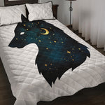 Moon And Stars Wolf Spirit Print Quilt Bed Set