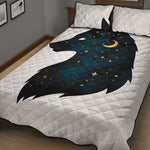 Moon And Stars Wolf Spirit Print Quilt Bed Set
