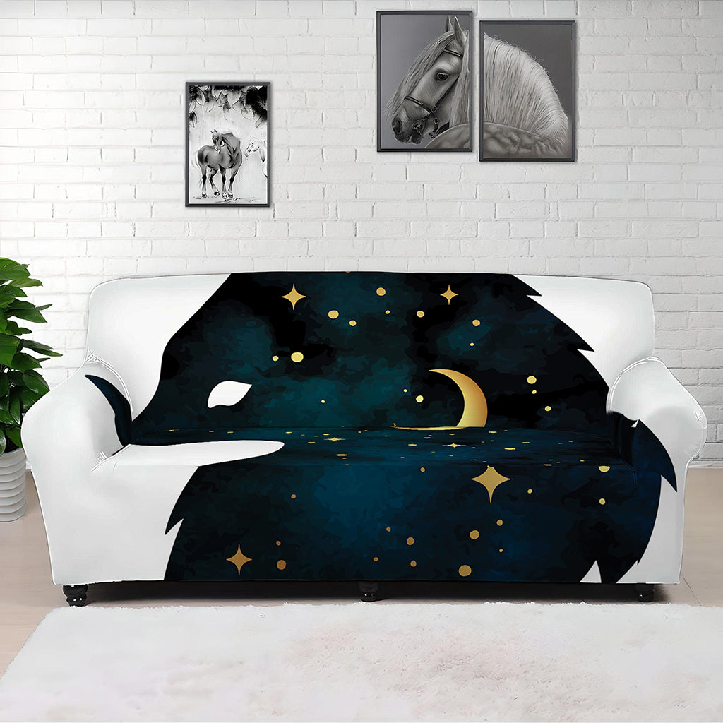 Moon And Stars Wolf Spirit Print Sofa Cover