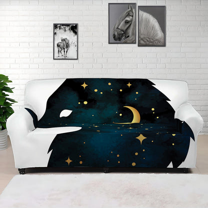 Moon And Stars Wolf Spirit Print Sofa Cover