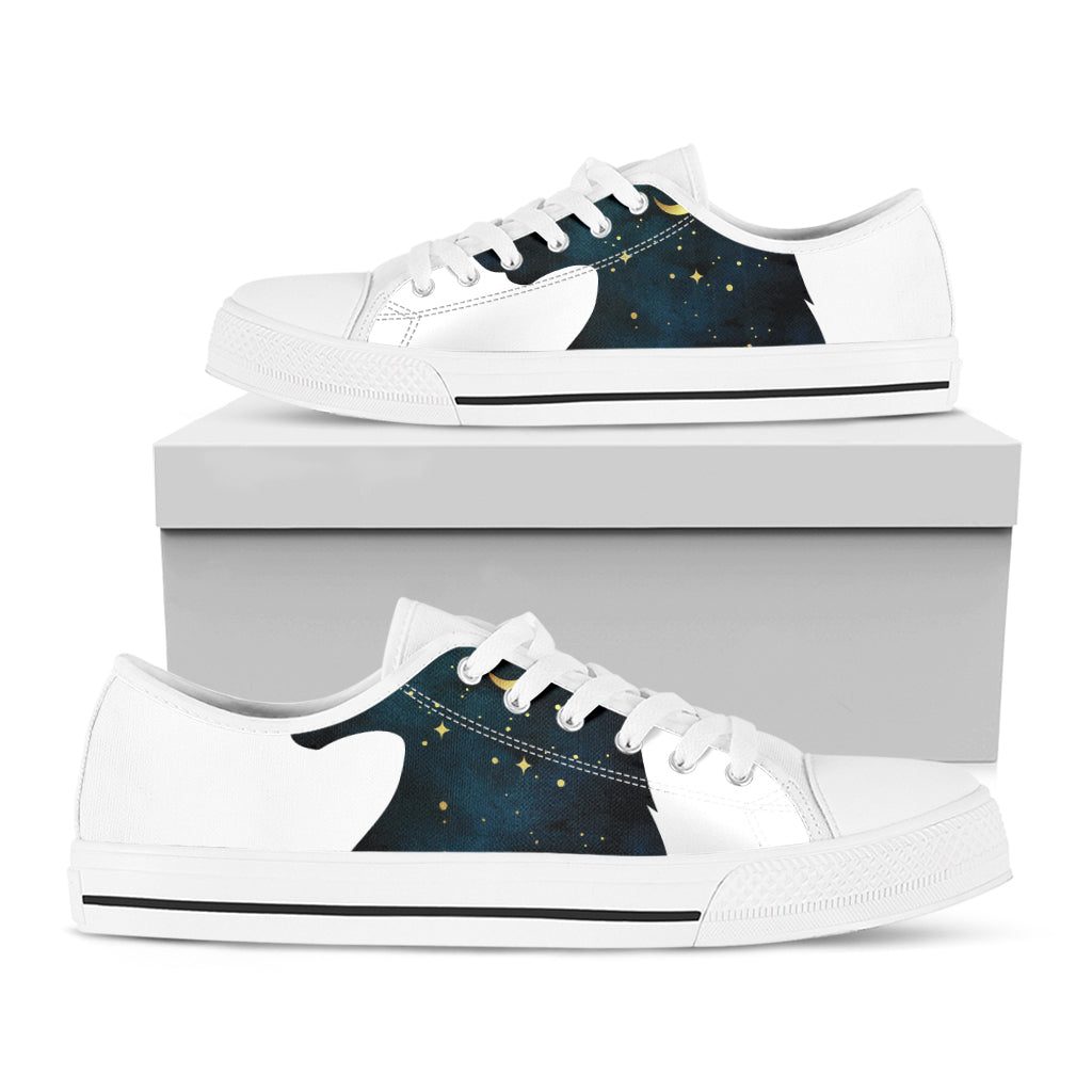 Moon And Stars Wolf Spirit Print White Low Top Shoes