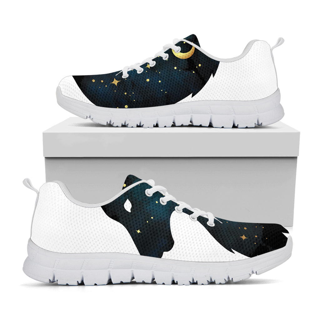 Moon And Stars Wolf Spirit Print White Sneakers