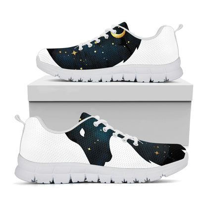 Moon And Stars Wolf Spirit Print White Sneakers