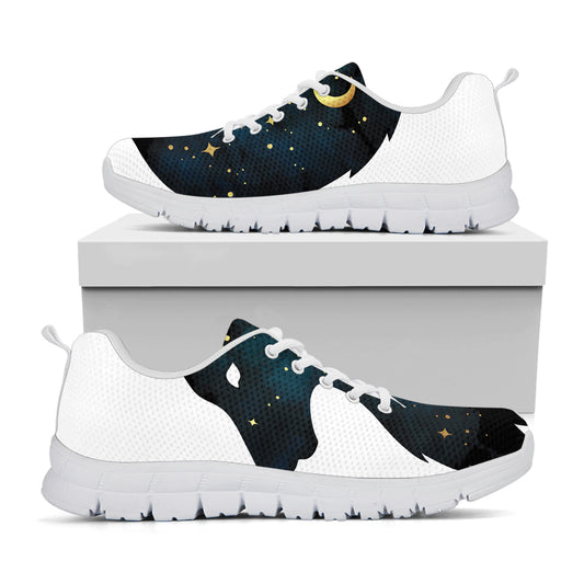 Moon And Stars Wolf Spirit Print White Sneakers