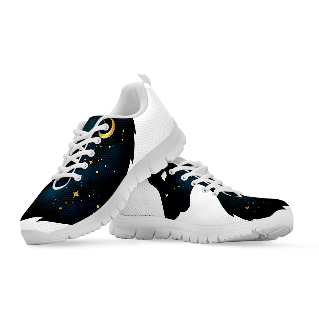 Moon And Stars Wolf Spirit Print White Sneakers