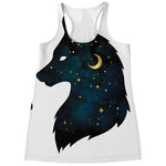 Moon And Stars Wolf Spirit Print Women's Racerback Tank Top