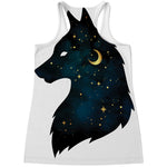 Moon And Stars Wolf Spirit Print Women's Racerback Tank Top