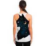Moon And Stars Wolf Spirit Print Women's Racerback Tank Top