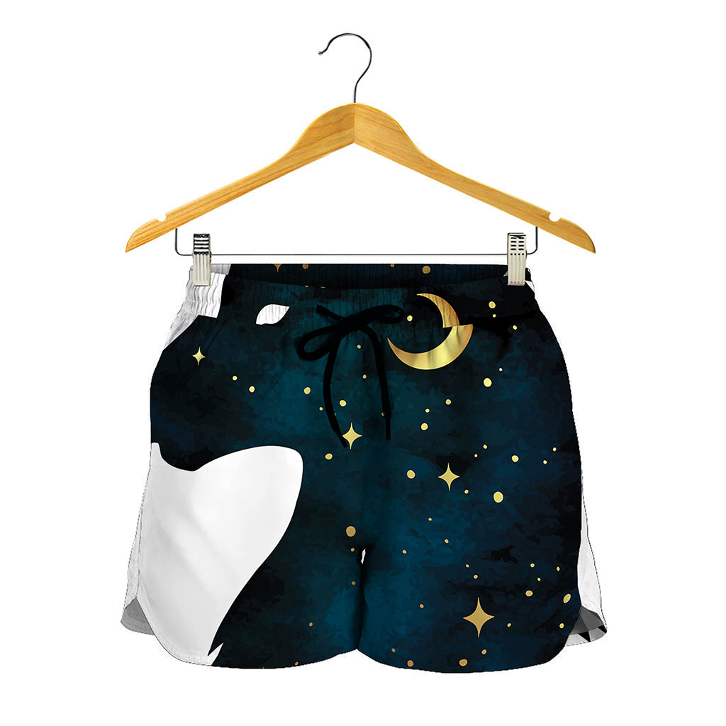 Moon And Stars Wolf Spirit Print Women's Shorts