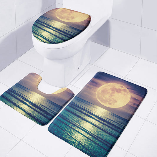 Moon Beach Print 3 Piece Bath Mat Set