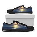 Moon Beach Print Black Low Top Sneakers