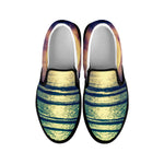 Moon Beach Print Black Slip On Shoes