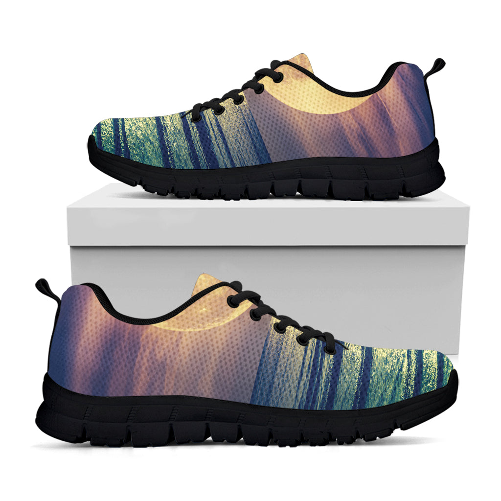 Moon Beach Print Black Sneakers