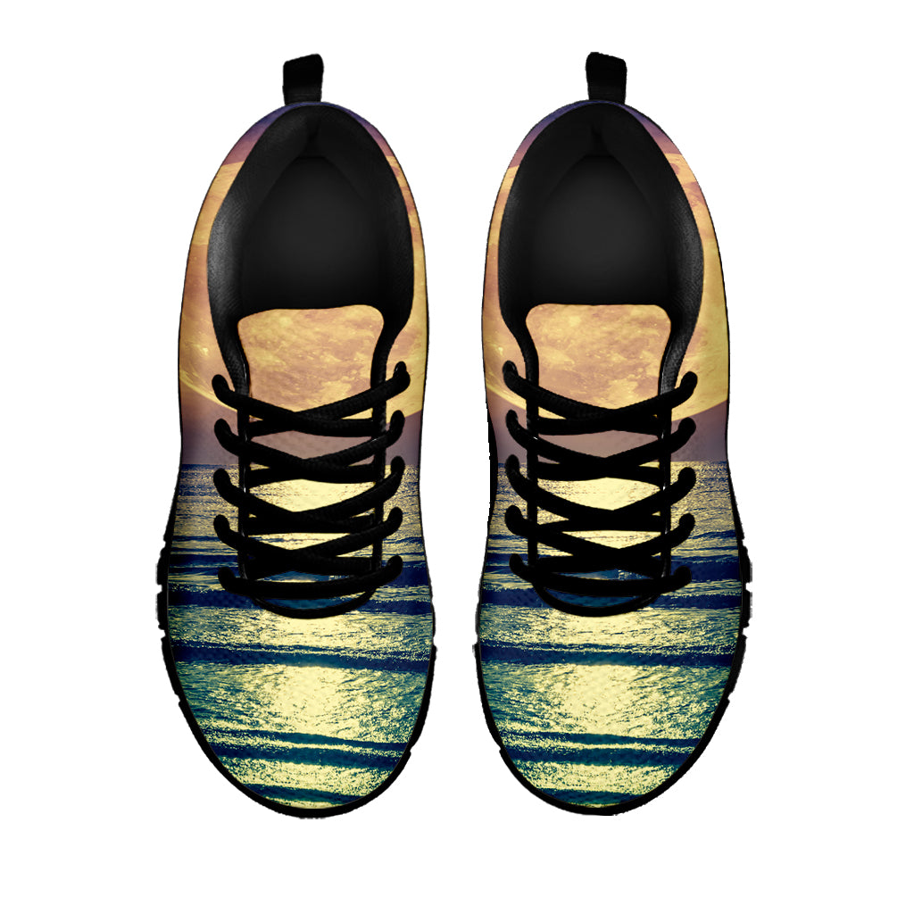 Moon Beach Print Black Sneakers