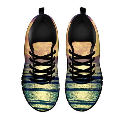 Moon Beach Print Black Sneakers