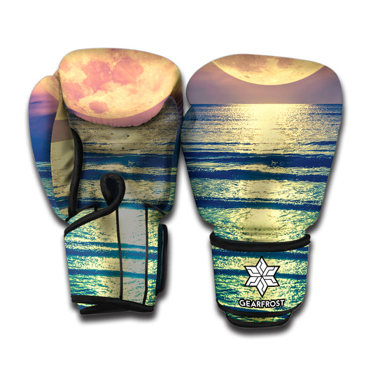 Moon Beach Print Boxing Gloves