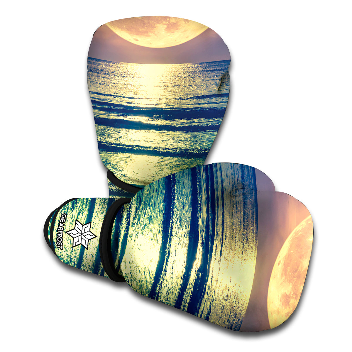 Moon Beach Print Boxing Gloves