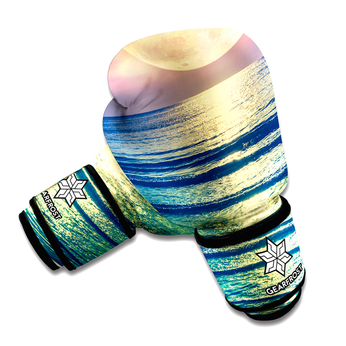 Moon Beach Print Boxing Gloves
