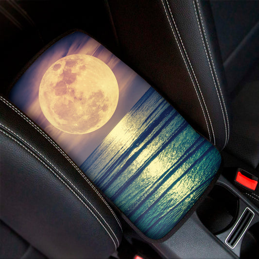 Moon Beach Print Car Center Console Cover