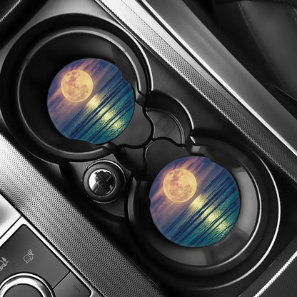 Moon Beach Print Car Coasters