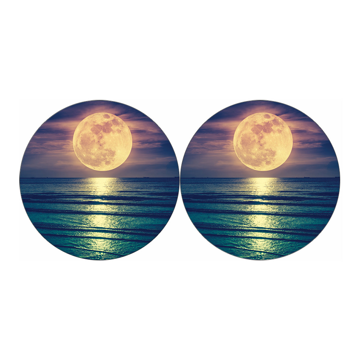 Moon Beach Print Car Coasters