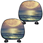 Moon Beach Print Car Headrest Covers