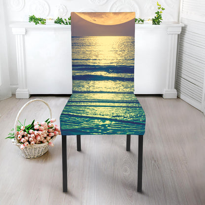Moon Beach Print Dining Chair Slipcover