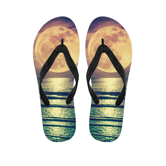 Moon Beach Print Flip Flops