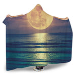 Moon Beach Print Hooded Blanket