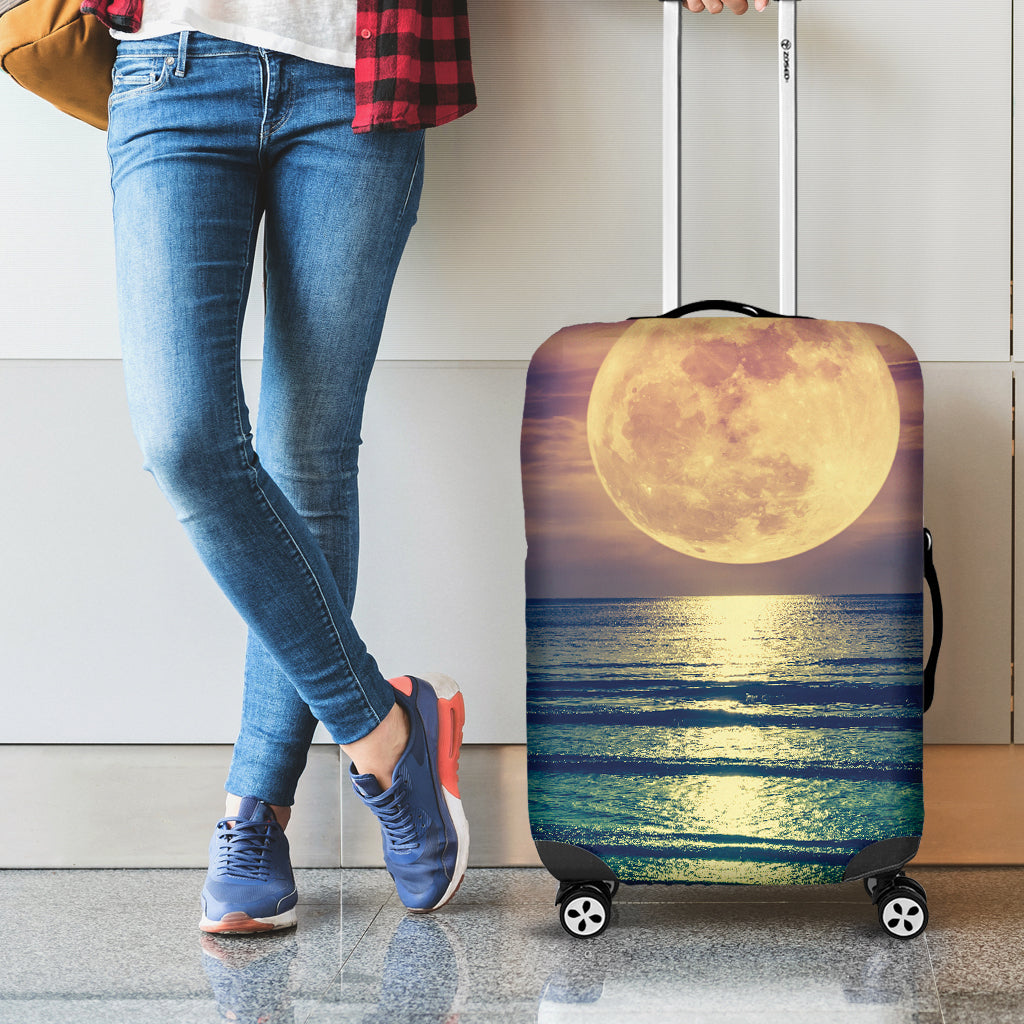 Moon Beach Print Luggage Cover