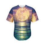 Moon Beach Print Men's Baseball Jersey