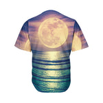 Moon Beach Print Men's Baseball Jersey