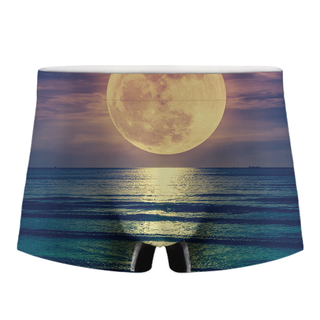Moon Beach Print Men's Boxer Briefs