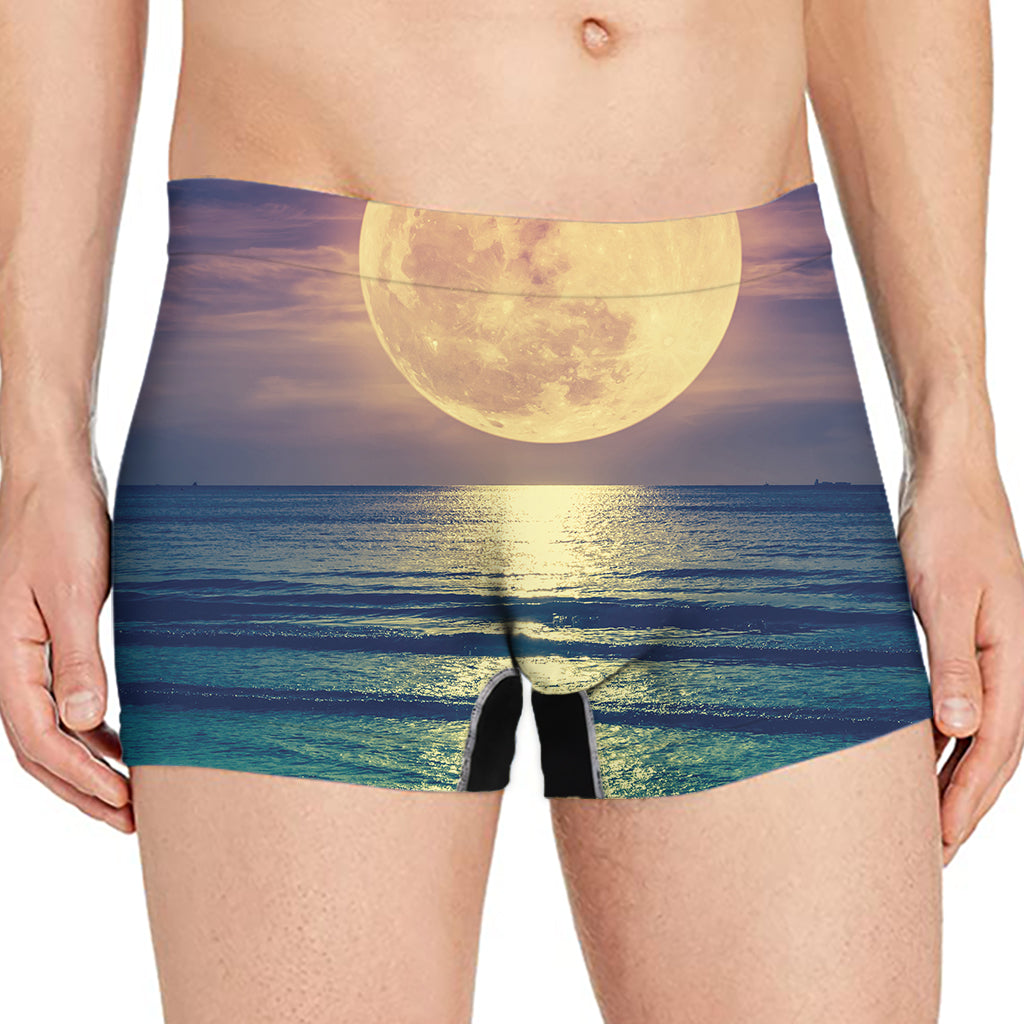 Moon Beach Print Men's Boxer Briefs