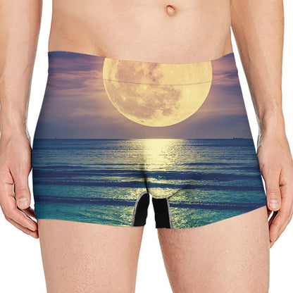 Moon Beach Print Men's Boxer Briefs