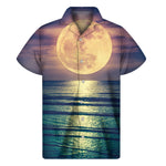 Moon Beach Print Men's Short Sleeve Shirt