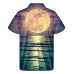 Moon Beach Print Men's Short Sleeve Shirt