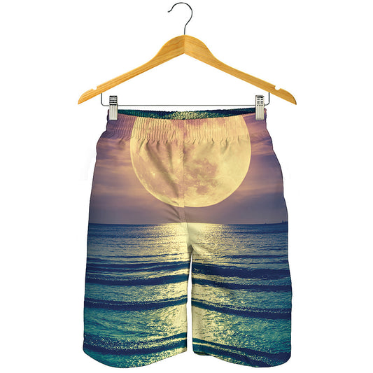 Moon Beach Print Men's Shorts