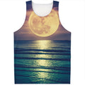 Moon Beach Print Men's Tank Top
