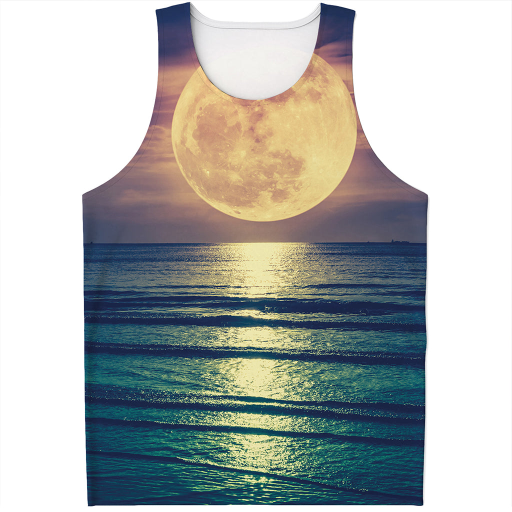 Moon Beach Print Men's Tank Top