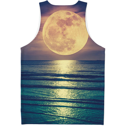 Moon Beach Print Men's Tank Top
