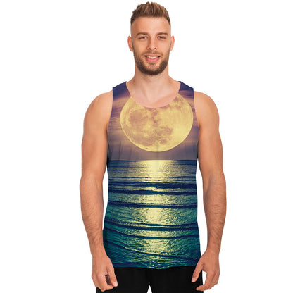 Moon Beach Print Men's Tank Top